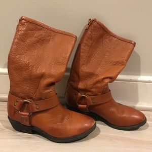 Frye “Phillip” Harness Girls Boots Whiskey Color